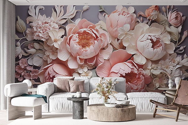 Group of flowers on a gray background