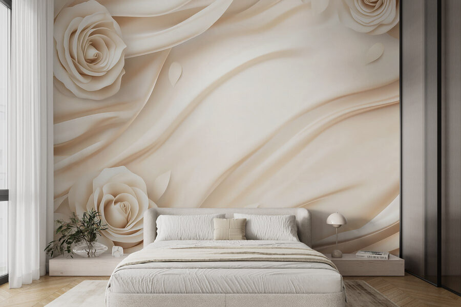 Fotomurales Rosas blancas sobre un paño blanco - Imagen 3