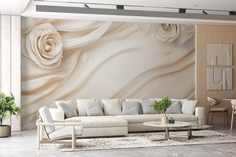 Fotomurales Rosas blancas sobre un paño blanco - Imagen 4