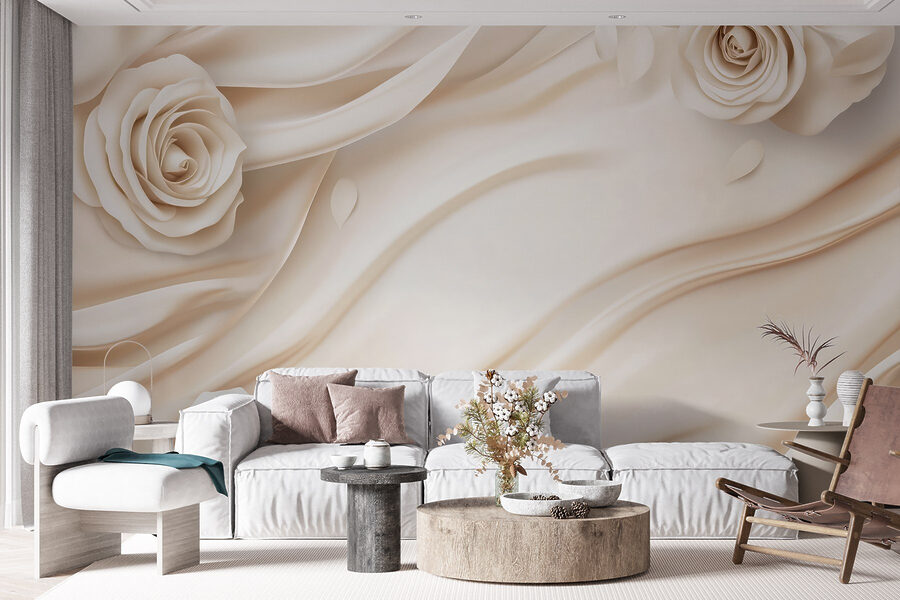 Fotomurales Rosas blancas sobre un paño blanco - Imagen 6