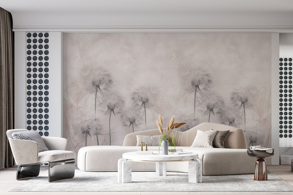 Group of dandelions on a white background