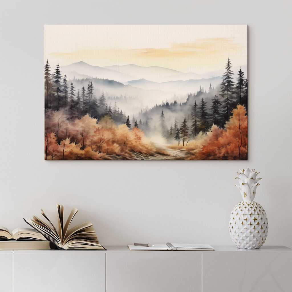 Landscape of a forest with fog Landscape of a forest with fog