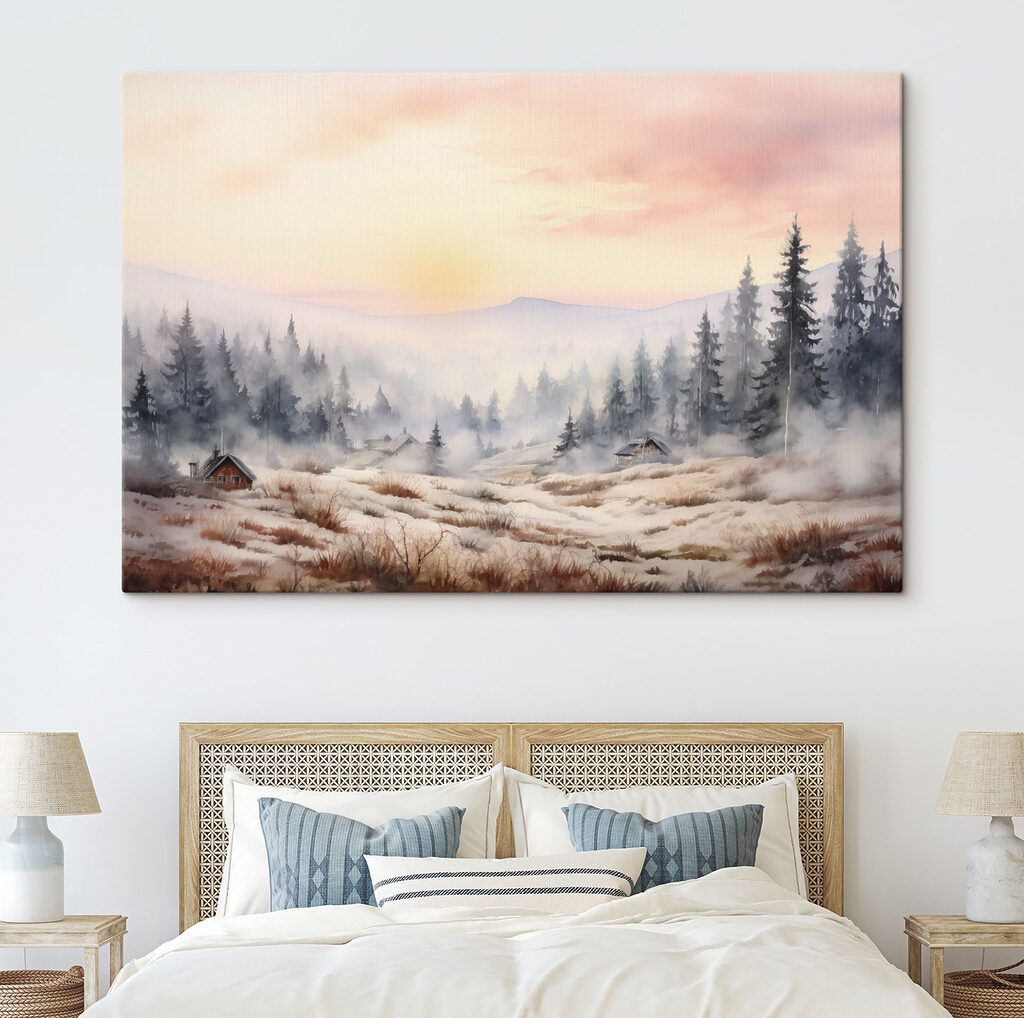 Landscape with trees and fog Landscape with trees and fog