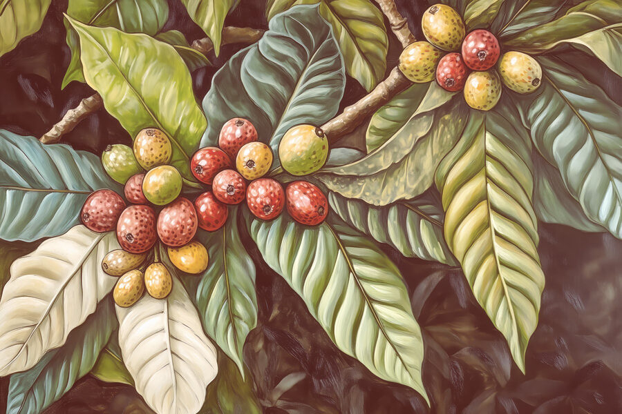 Fotomurales Hojas exuberantes con racimos de frutos vibrantes - Imagen 6