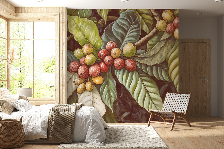 Fotomurales Hojas exuberantes con racimos de frutos vibrantes - Imagen 3