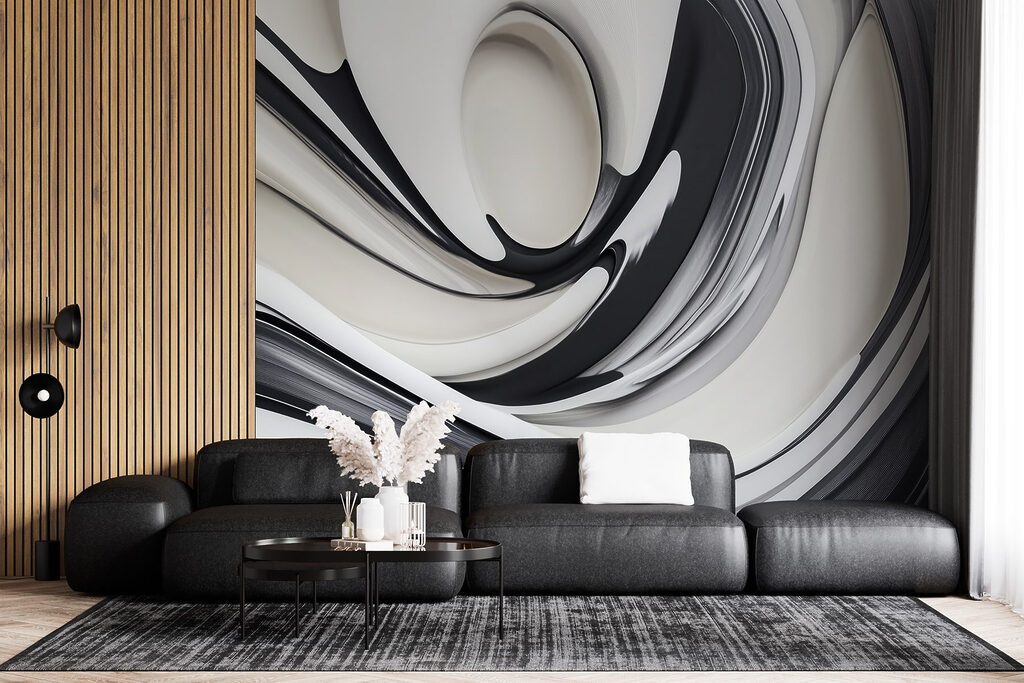 Black and white swirly design