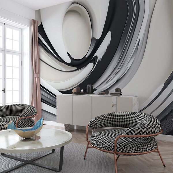 Black and white swirly design