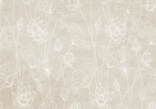 White line drawing of flowers