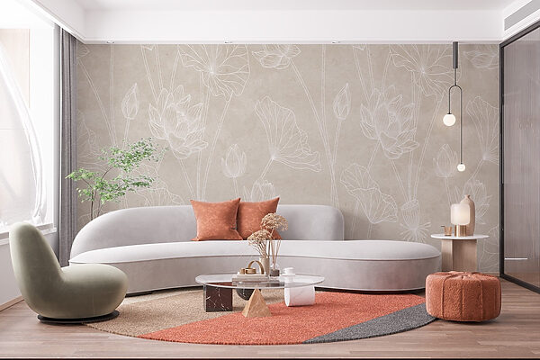 White line drawing of flowers