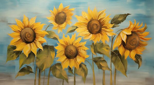 Pintura de girasoles en una pared Pintura de girasoles en una pared