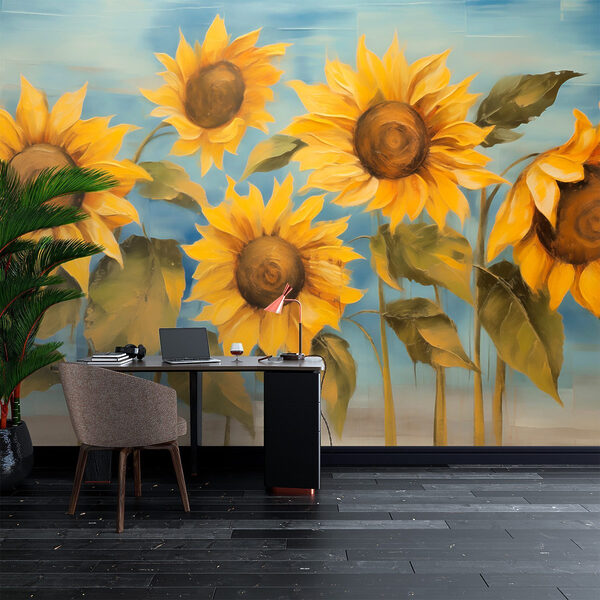 Pintura de girasoles en una pared Pintura de girasoles en una pared