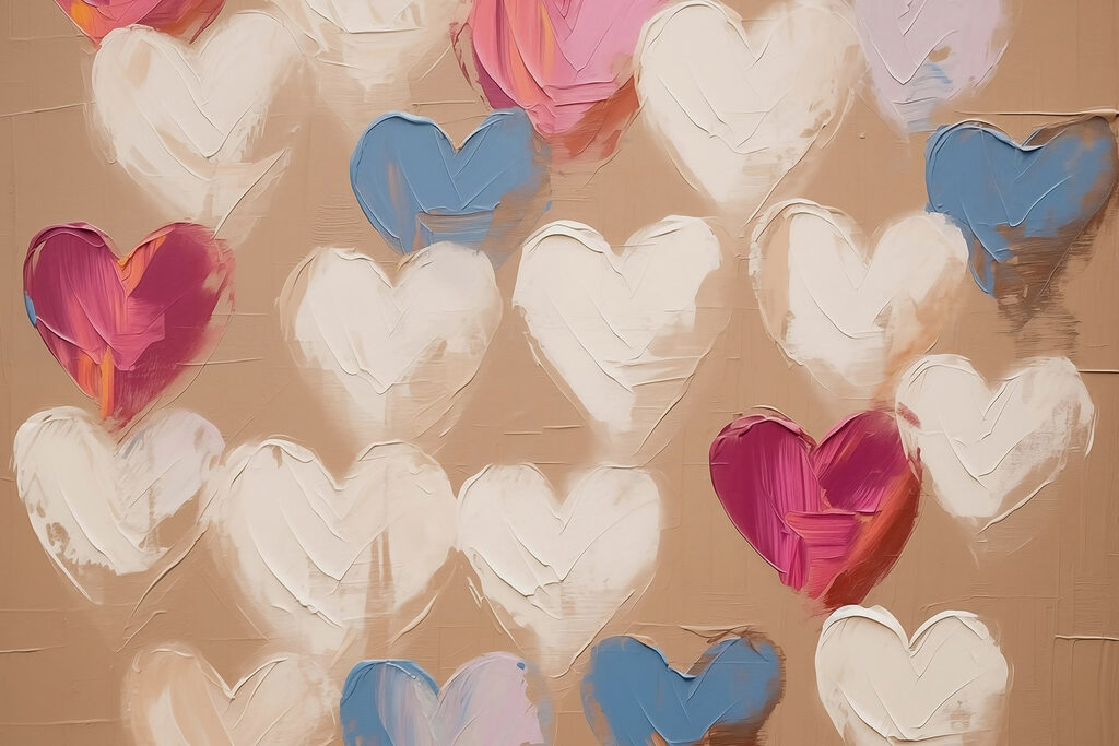 Corazones de colores sobre fondo texturizado Corazones de colores sobre fondo texturizado