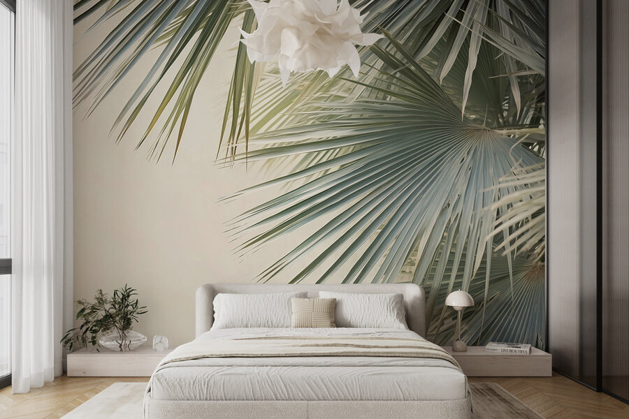 Delicadas hojas de palmera meciéndose suavemente Delicadas hojas de palmera meciéndose suavemente