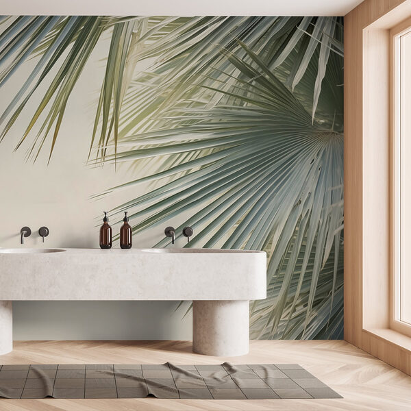 Delicadas hojas de palmera meciéndose suavemente Delicadas hojas de palmera meciéndose suavemente