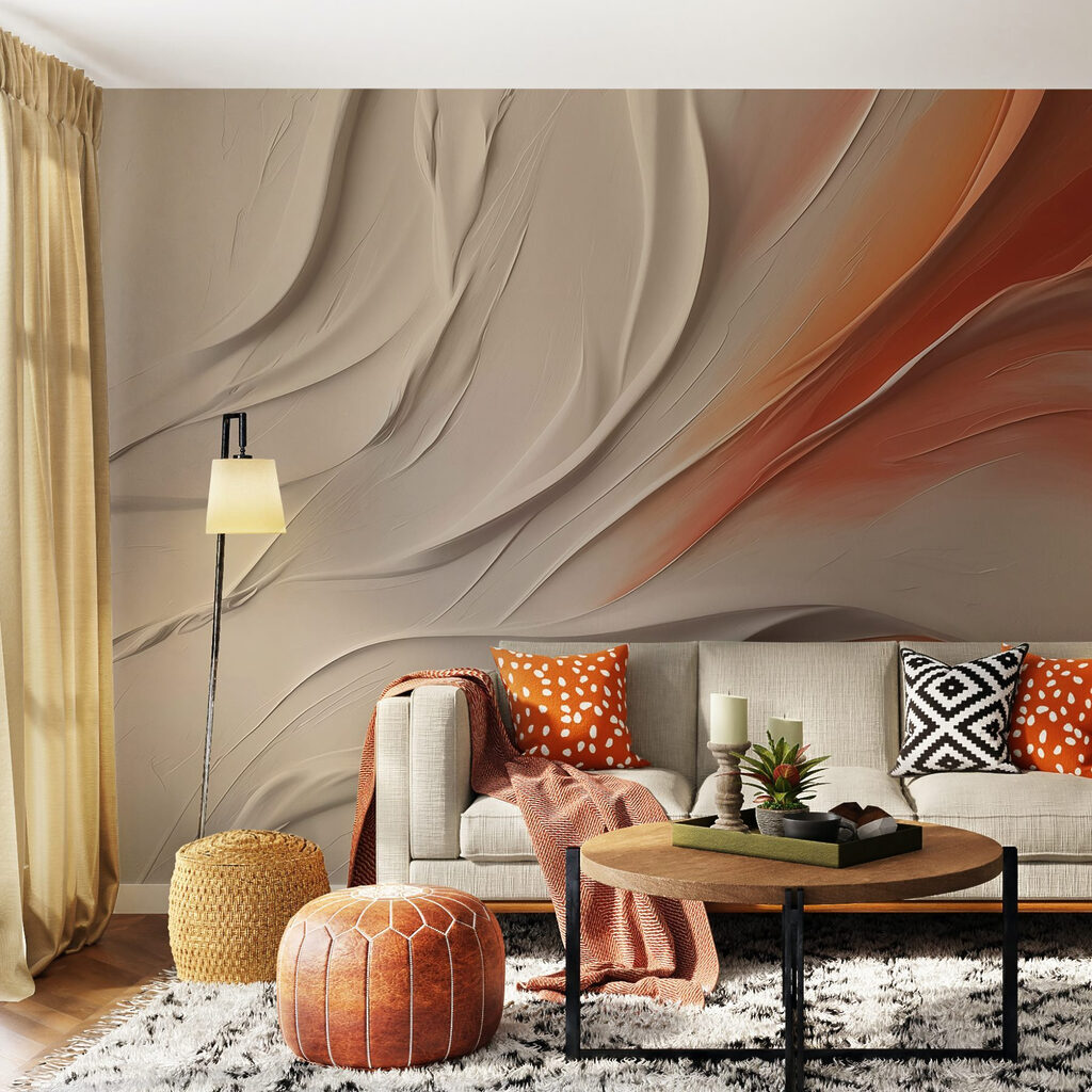 White and orange wavy lines