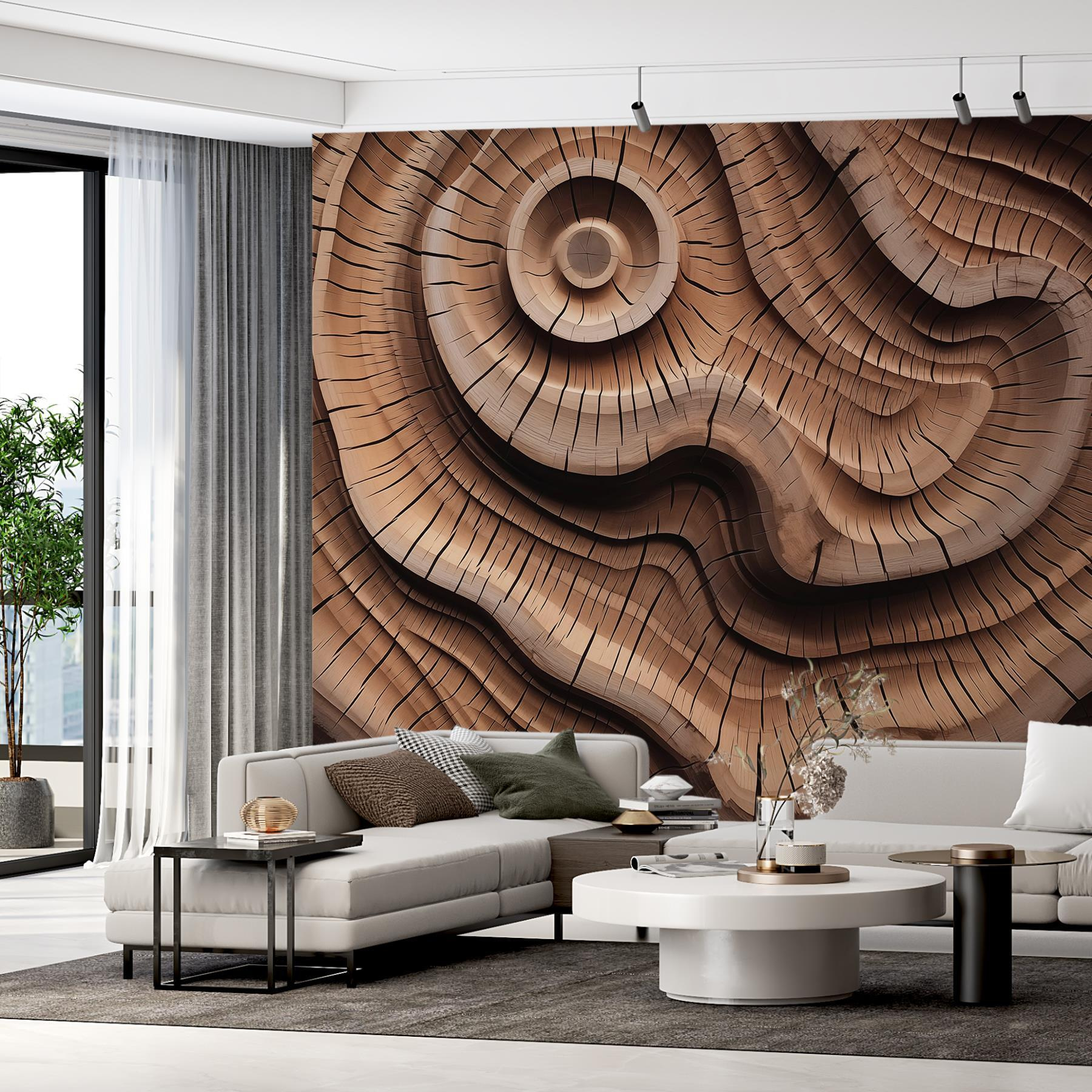 Wood carving with a spiral pattern