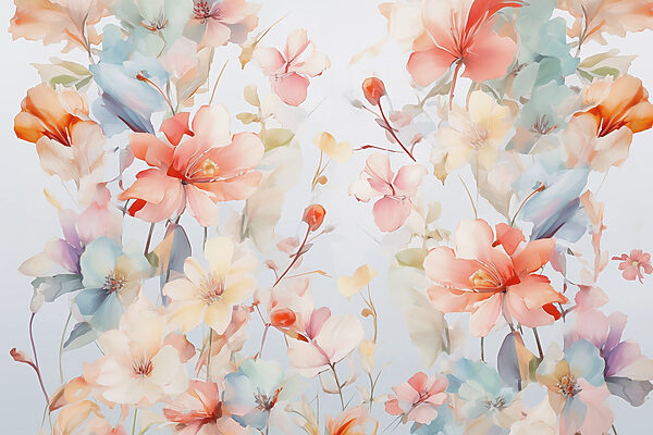 Colorful flowers on a white background