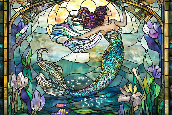 Vidriera con una sirena Vidriera con una sirena