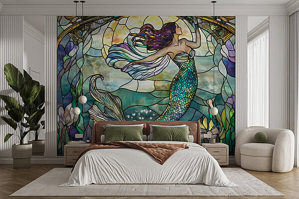 Vidriera con una sirena Vidriera con una sirena