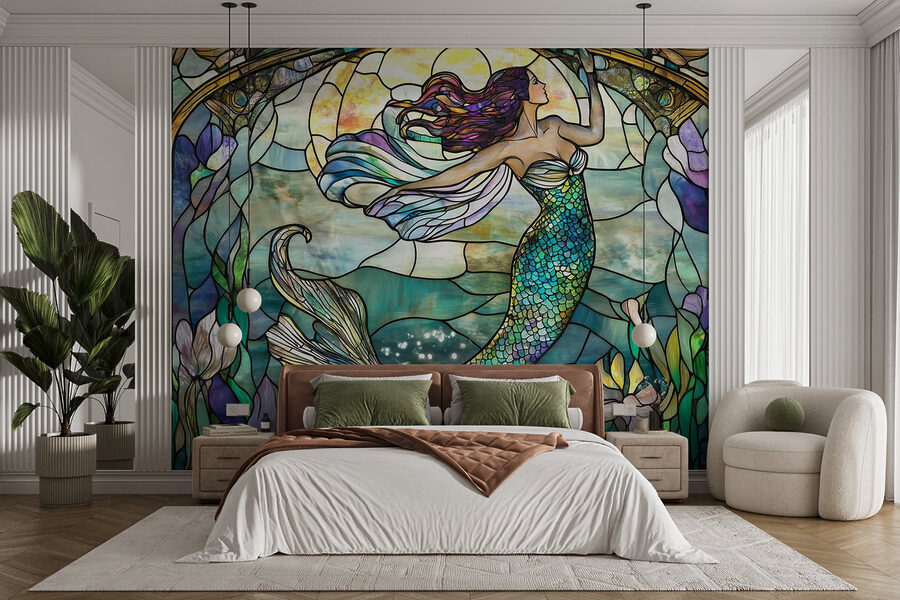 Vidriera con una sirena Vidriera con una sirena