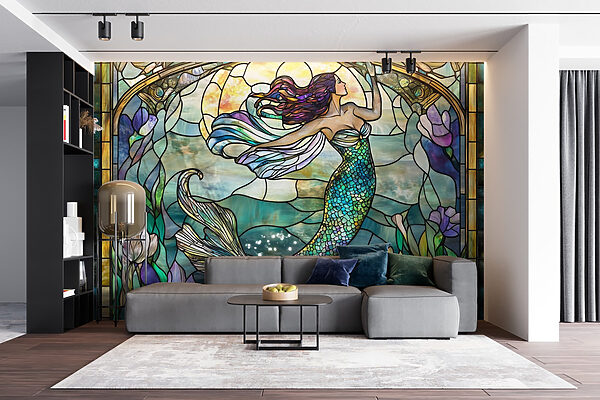 Vidriera con una sirena Vidriera con una sirena