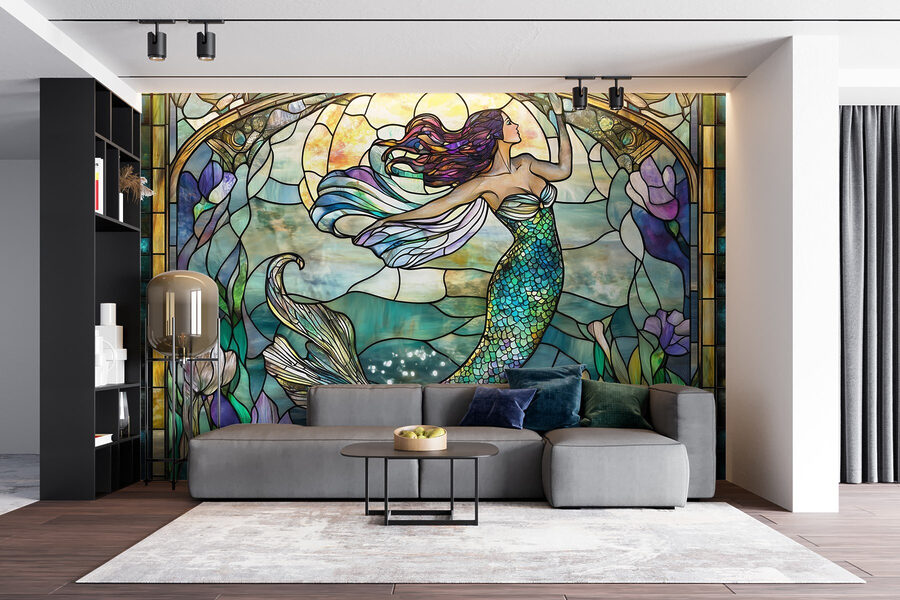 Vidriera con una sirena Vidriera con una sirena