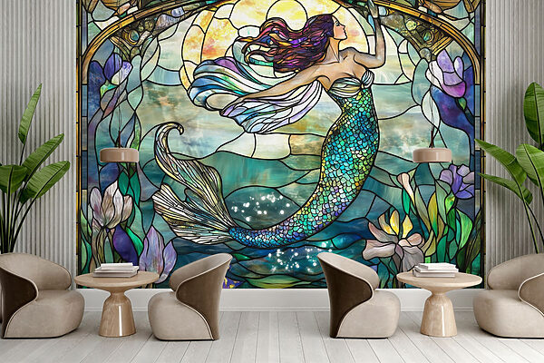 Vidriera con una sirena Vidriera con una sirena