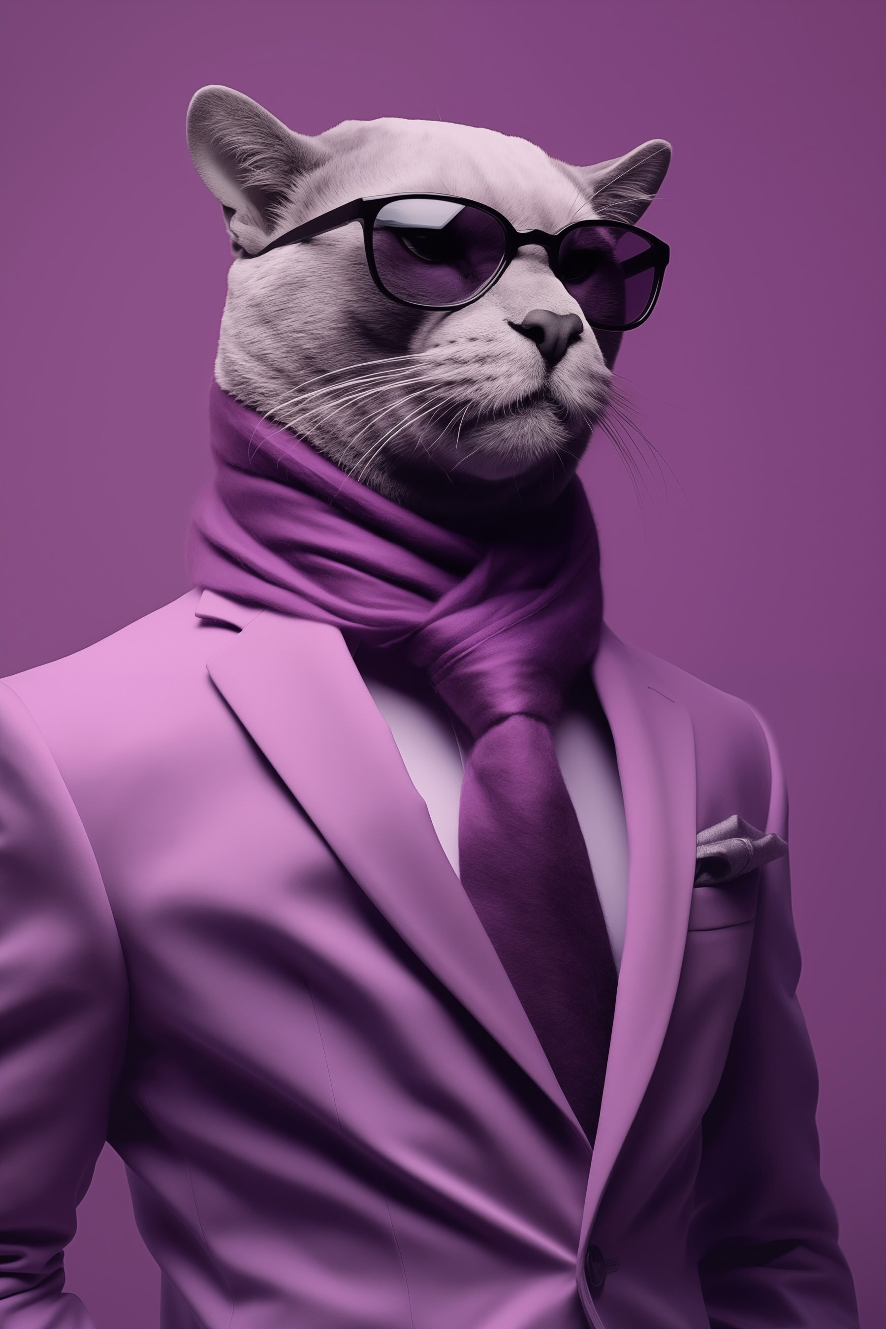 Cat wearing a suit and sunglasses