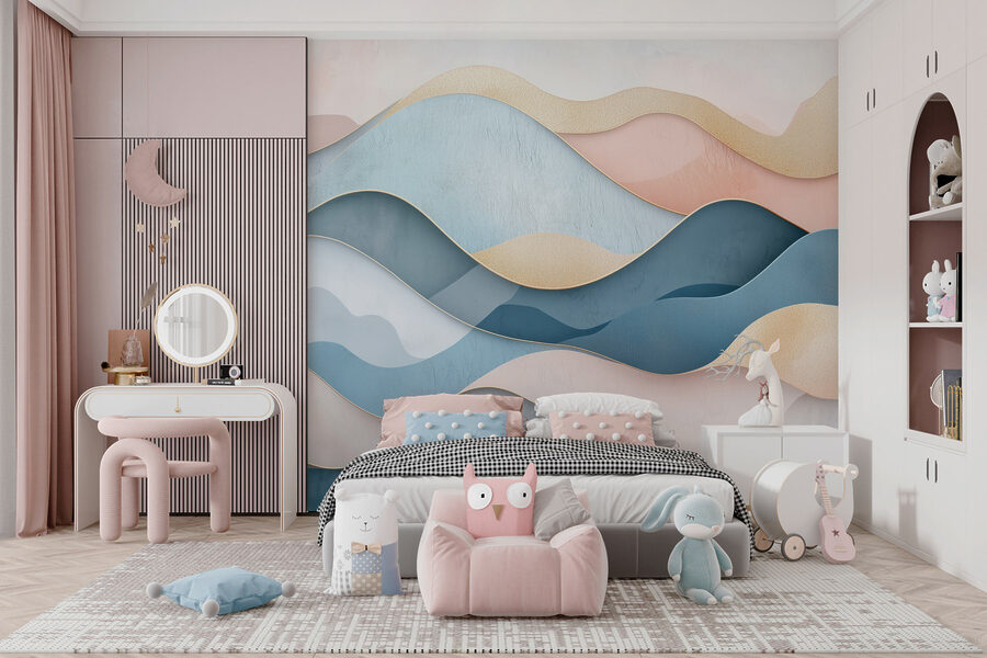 Ondas azules y rosas