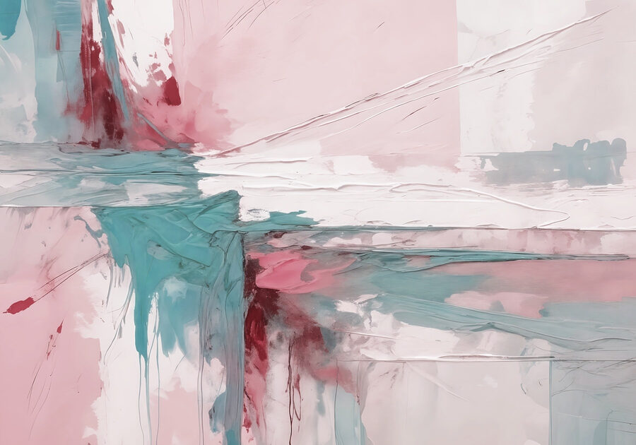 Pintura de color rosa y azul