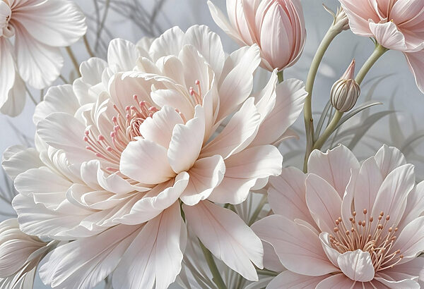 Delicate blooms in soft hues