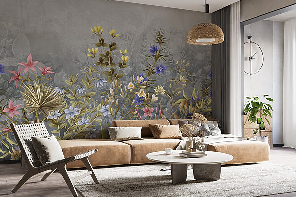 Pintura de flores y hojas Pintura de flores y hojas