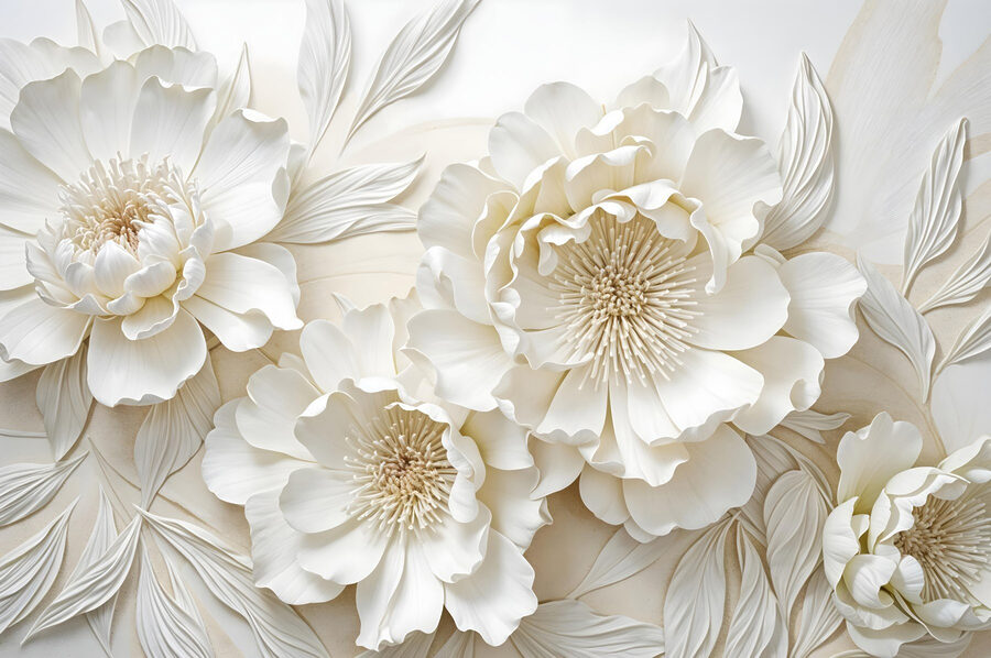 Flores blancas con hojas