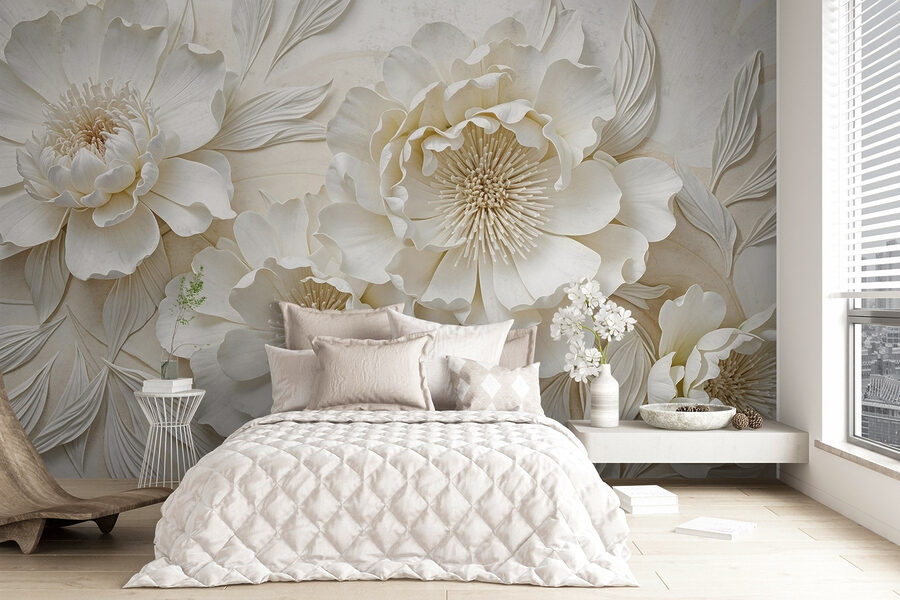 Flores blancas con hojas
