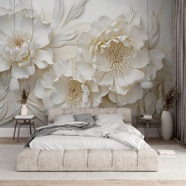 Flores blancas con hojas Flores blancas con hojas