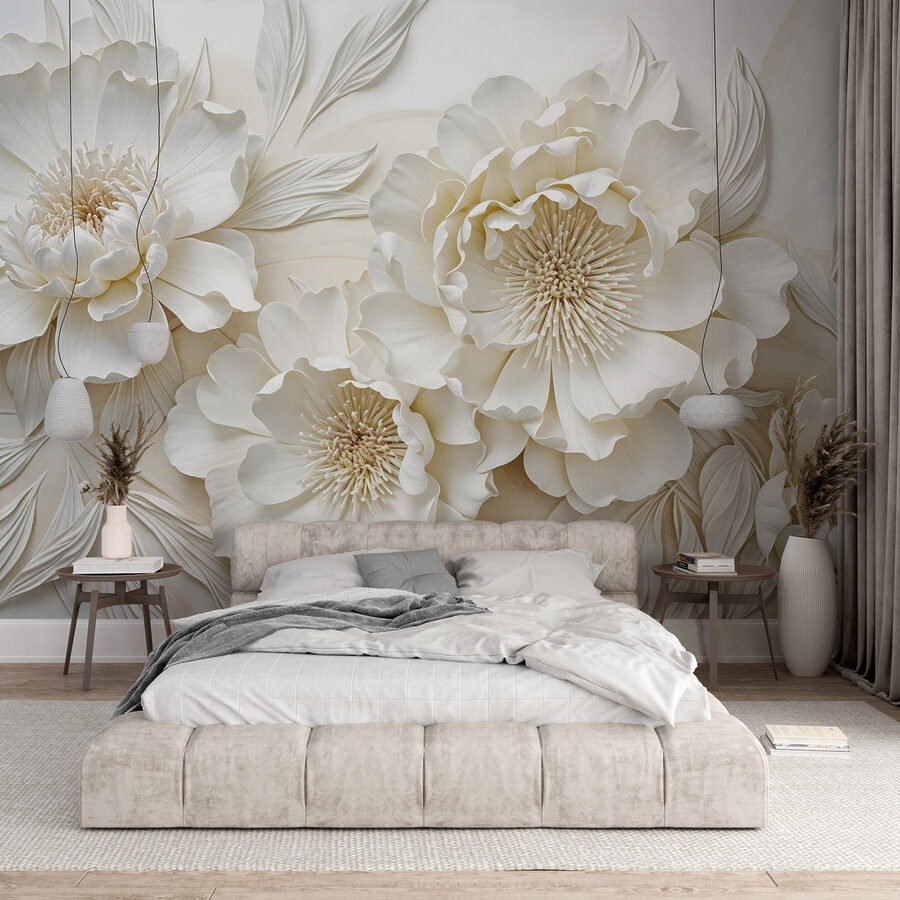 Flores blancas con hojas