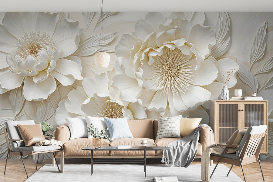 Flores blancas con hojas