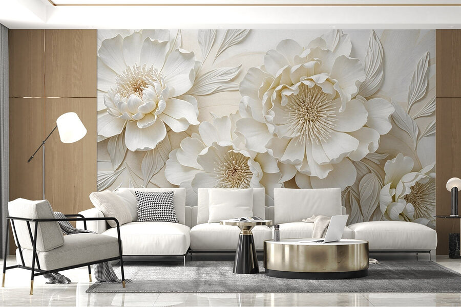 Flores blancas con hojas