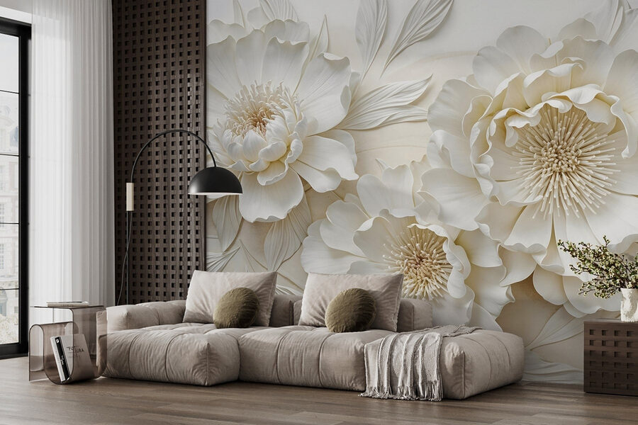 Flores blancas con hojas