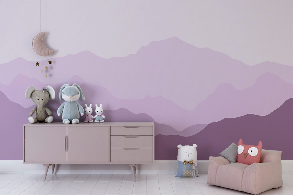 Purple mountains with white clouds