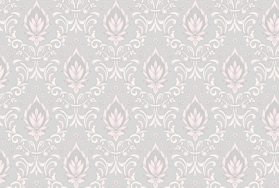 Papel pintado con diseños en rosa y blanco