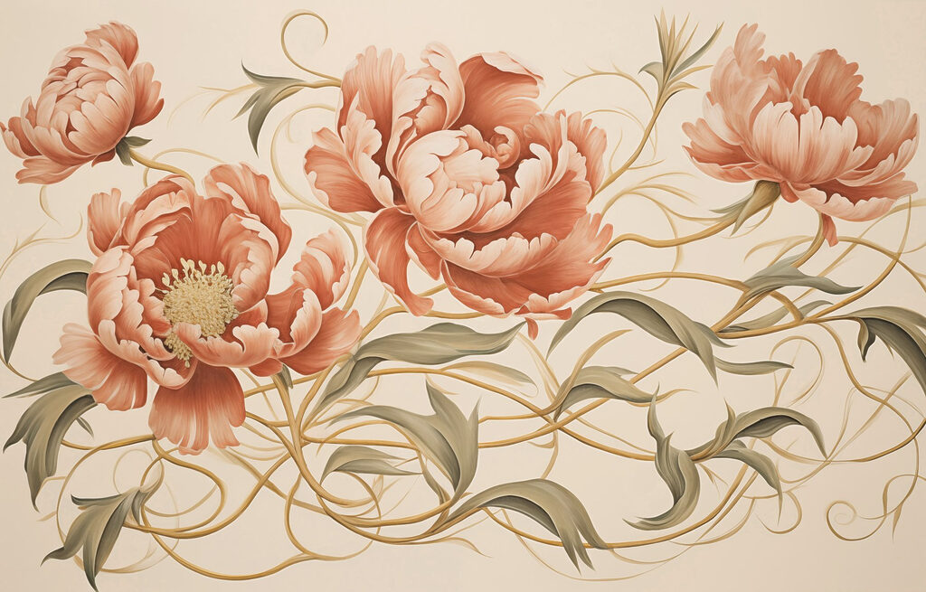 Pintura de flores y vides Pintura de flores y vides