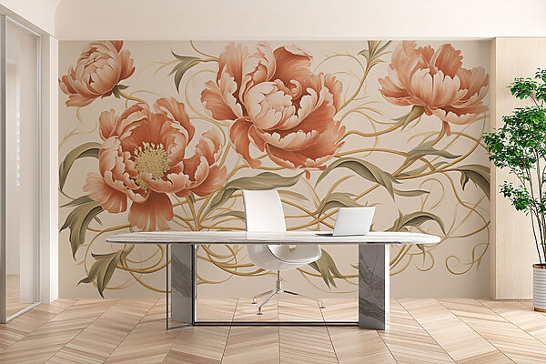 Pintura de flores y vides Pintura de flores y vides