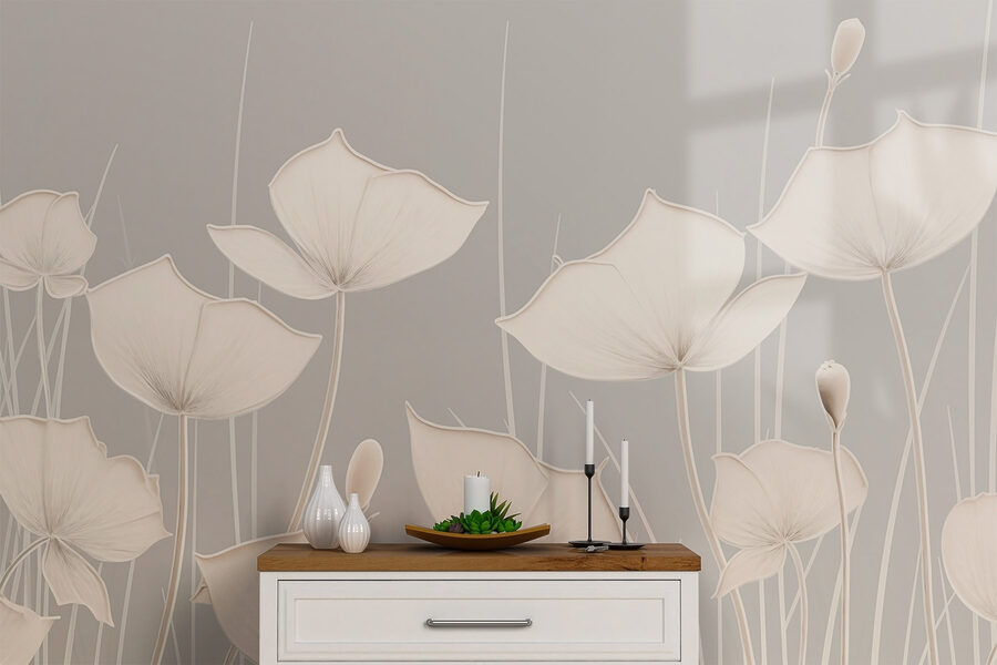 Flores blancas con tallos largos