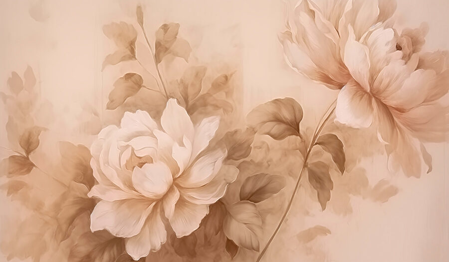 Fotomurales Pintura de flores y hojas - Imagen 4