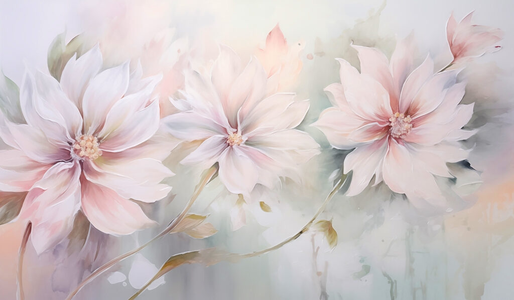Pintura de flores sobre una superficie blanca Pintura de flores sobre una superficie blanca