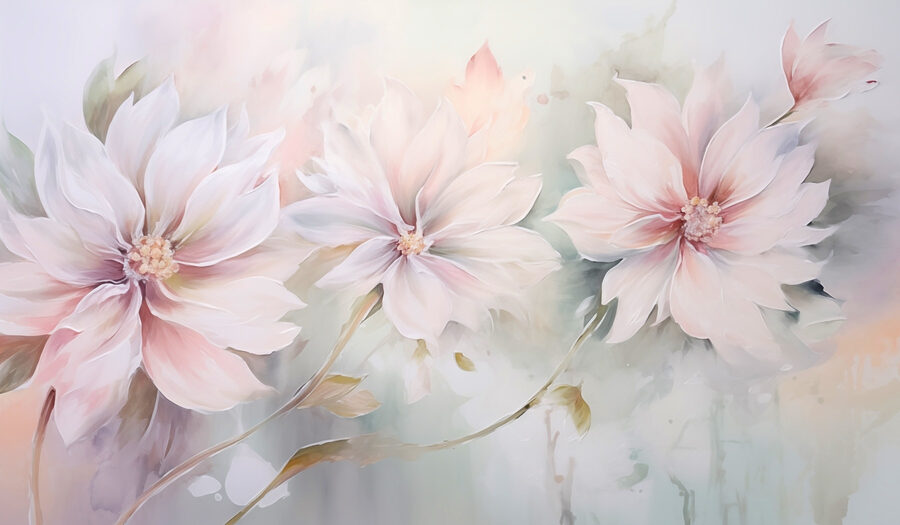 Pintura de flores sobre una superficie blanca