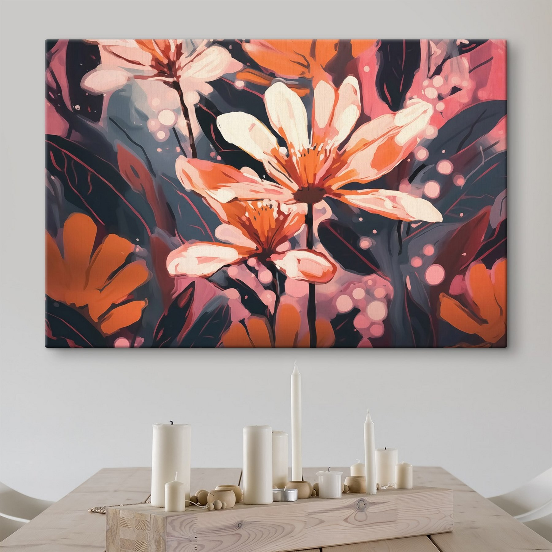 Painting of flowers and leaves Painting of flowers and leaves