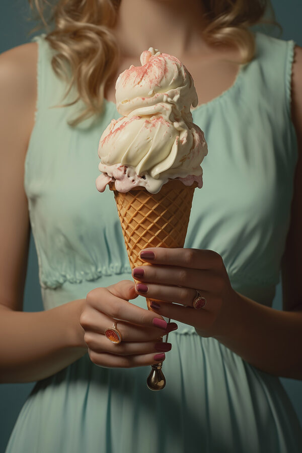 Woman holding an ice cream cone Woman holding an ice cream cone