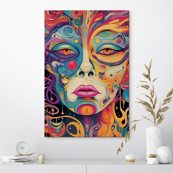 Colorful face with eyes and lips